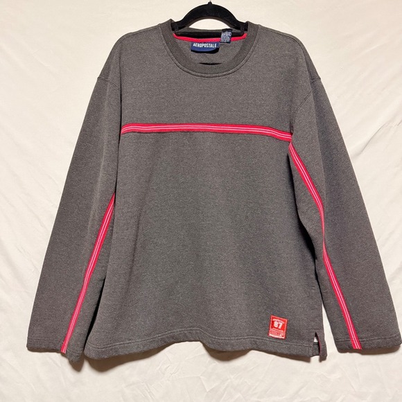 Aeropostale Other - Aeropostale Dark Gray w/Red Stripe Crewneck Pullover Mens XL, 87 Patch, Y2K
